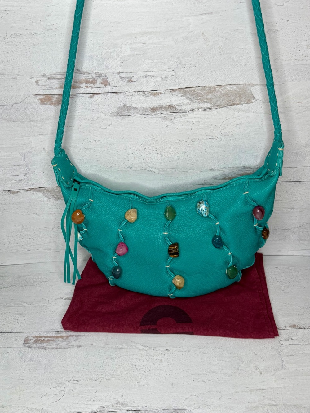 Carlos Falchi Turquoise Beaded Shoulder Bag